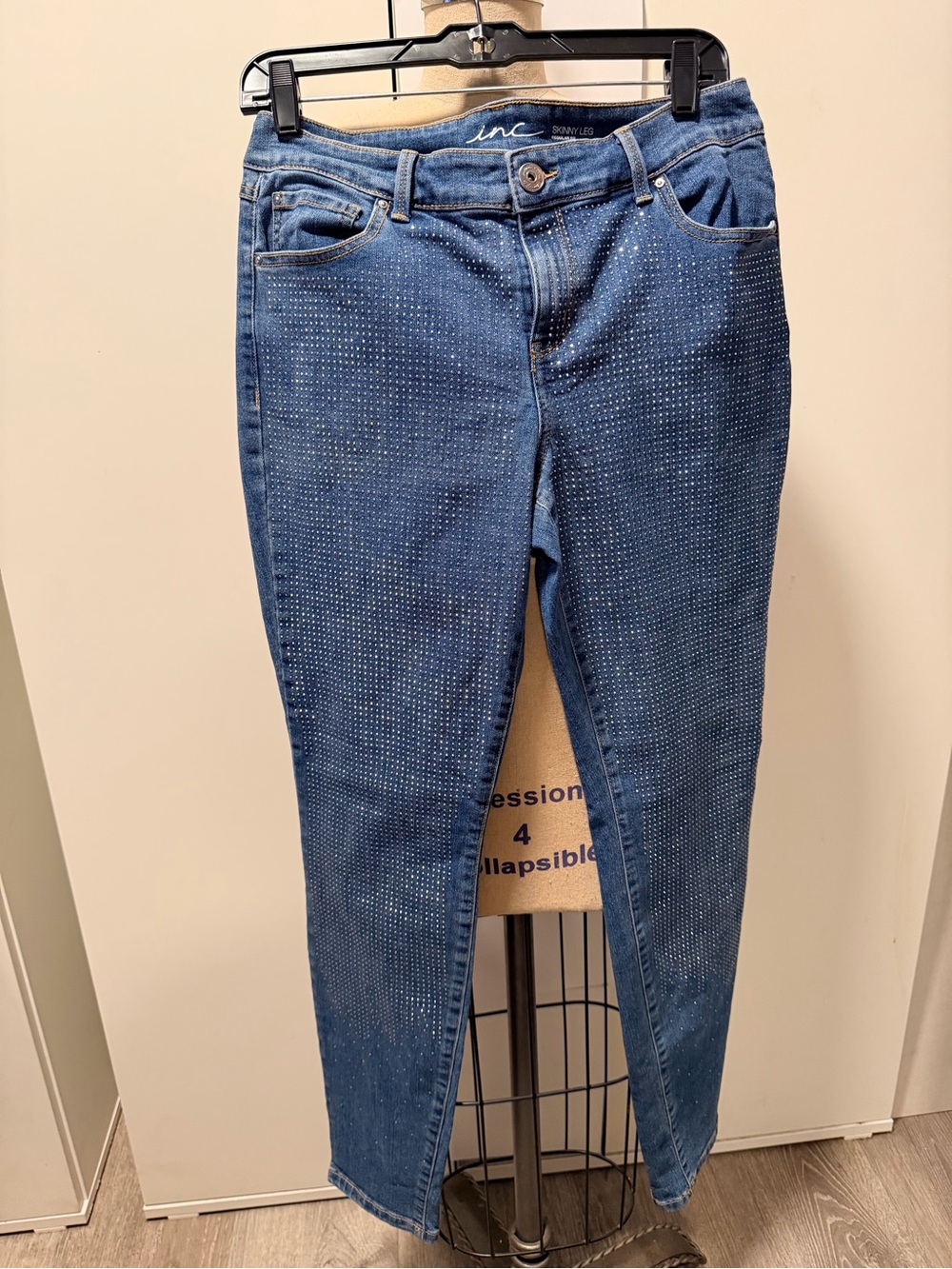 INC International Concepts Blue Skinny Jeans with Subtle Stud Detail